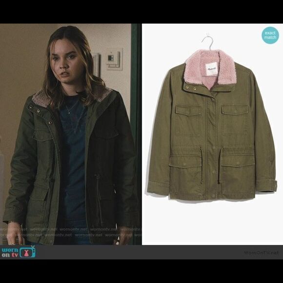 Madewell Sherpa Trimmed Surplus Jacket Pink‎ Green - Picture 1 of 5